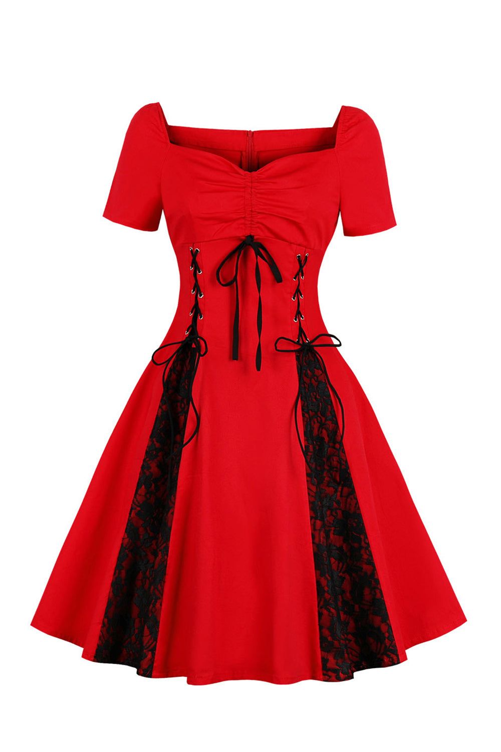 Gothic A Line Lace Up Red Halloween Dress sold by Zapaka