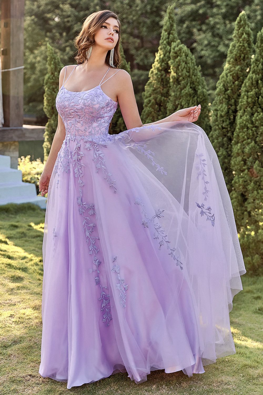 Women's Purple Tulle Prom Dress with Appliques U.S. Warehouse Stock Clearance - Only $59.9 sold by Zapaka product image thumbnail 3