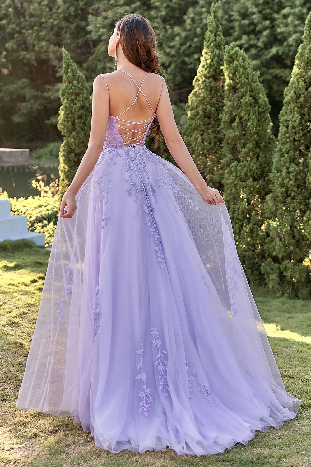 Women's Purple Tulle Prom Dress with Appliques U.S. Warehouse Stock Clearance - Only $59.9 sold by Zapaka product image thumbnail 2