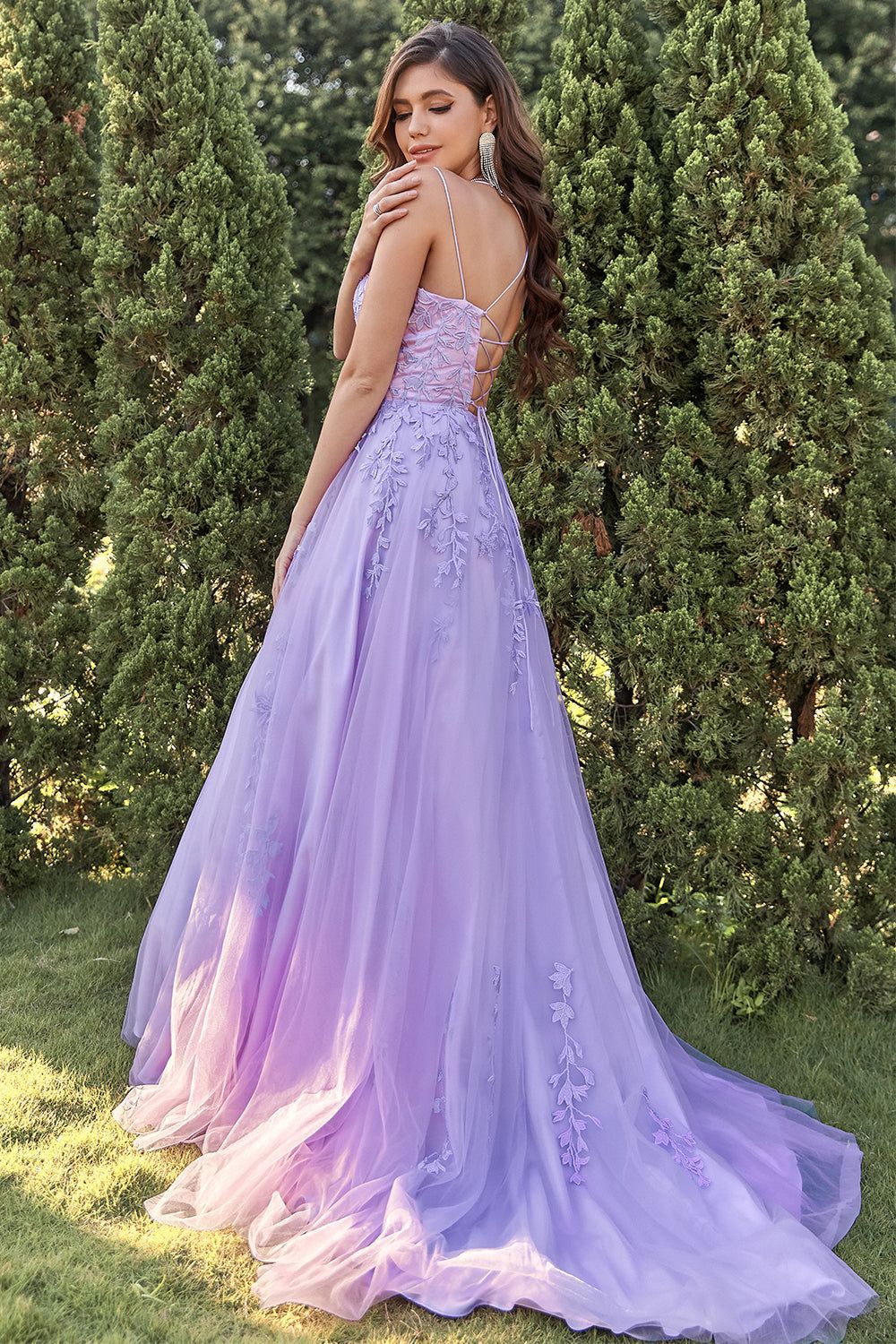 Women's Purple Tulle Prom Dress with Appliques U.S. Warehouse Stock Clearance - Only $59.9 sold by Zapaka product image thumbnail 4