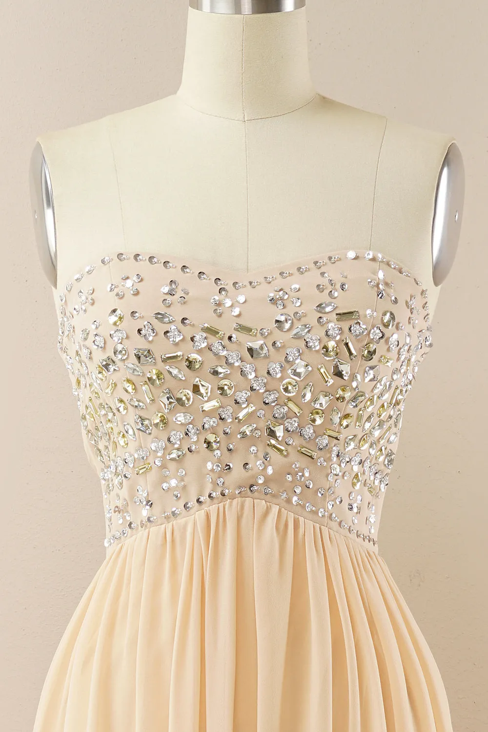 Champagne Sweetheart A Line Chiffon Prom Dress sold by Zapaka product image thumbnail 3