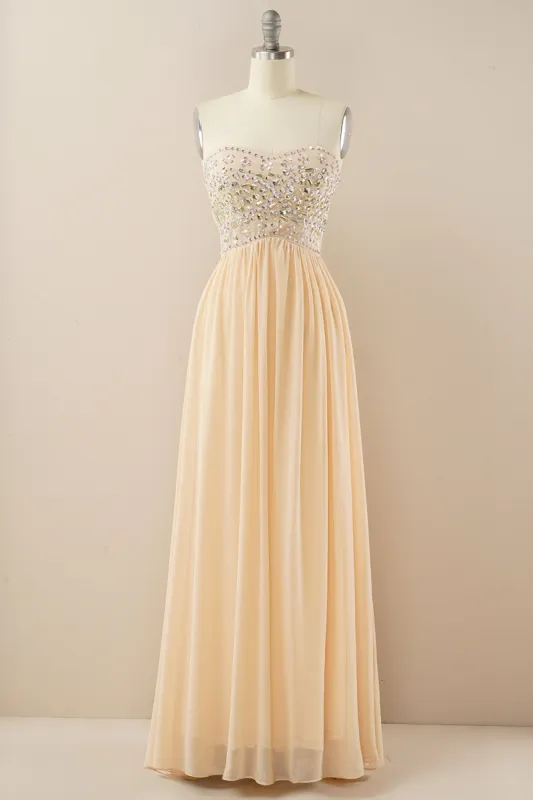 Champagne Sweetheart A Line Chiffon Prom Dress sold by Zapaka