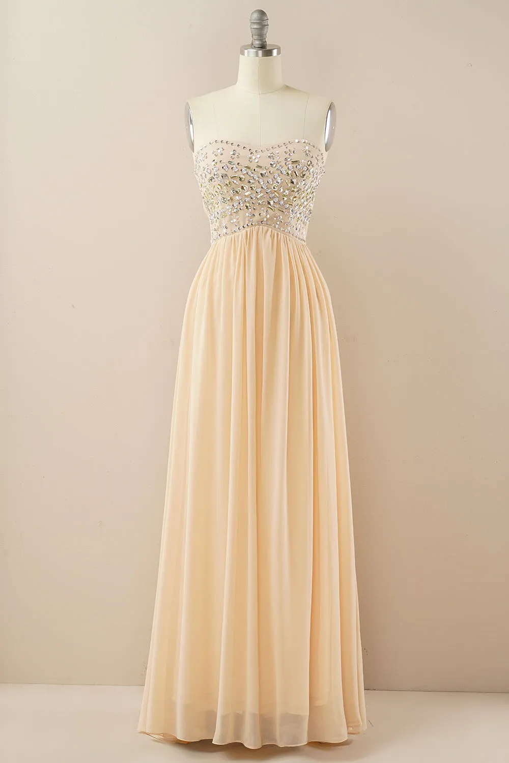Champagne Sweetheart A Line Chiffon Prom Dress sold by Zapaka