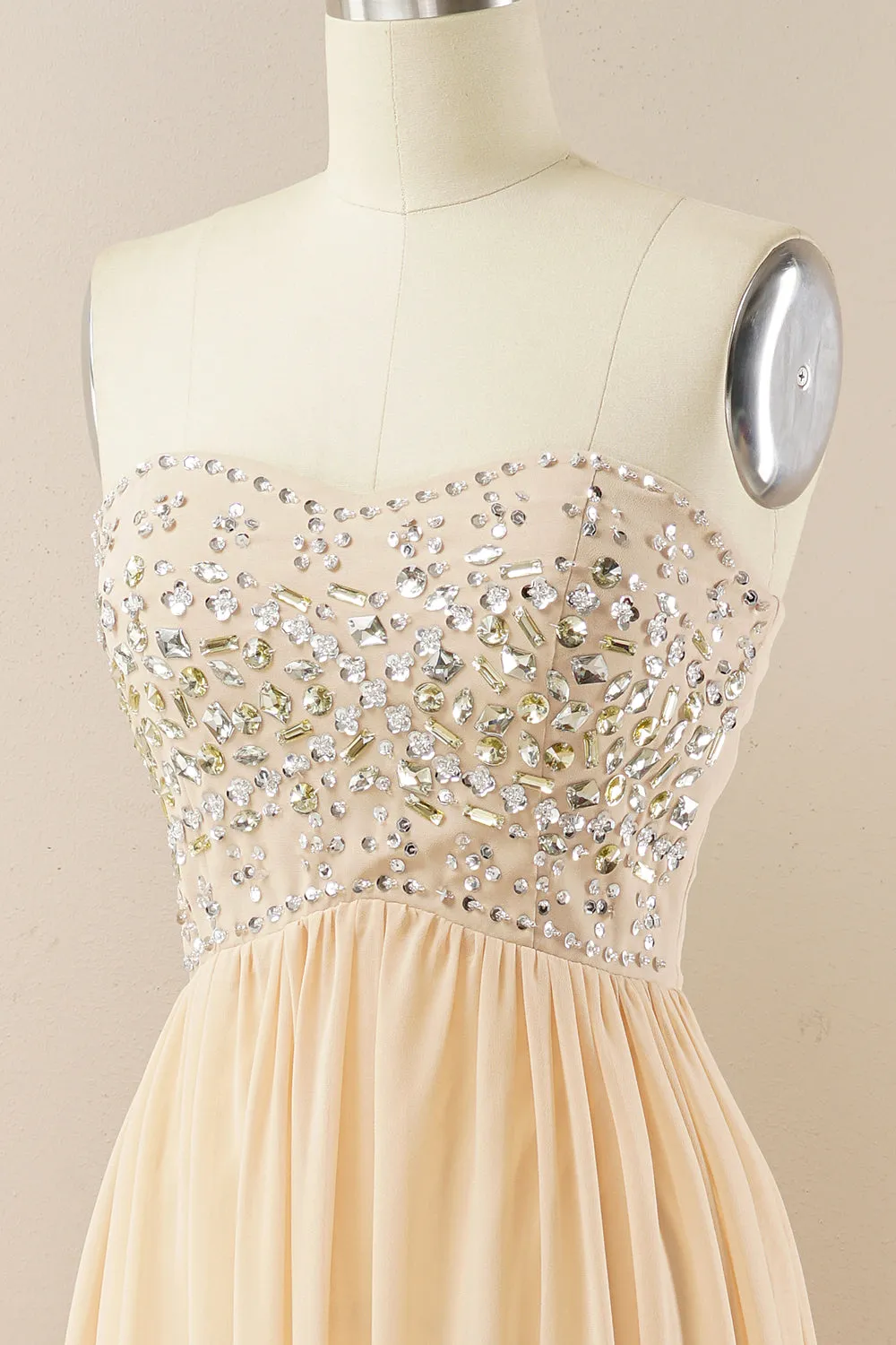 Champagne Sweetheart A Line Chiffon Prom Dress sold by Zapaka product image thumbnail 5
