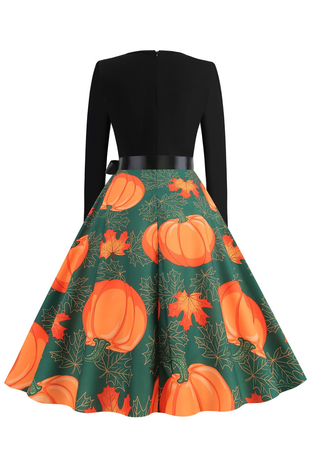 Wavy V-Neck Long Sleeve Print Halloween Retro Dress sold by Zapaka product image thumbnail 2