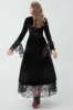 Gothic Burgundy Halloween Dress with Criss Cross Lace sold by Zapaka