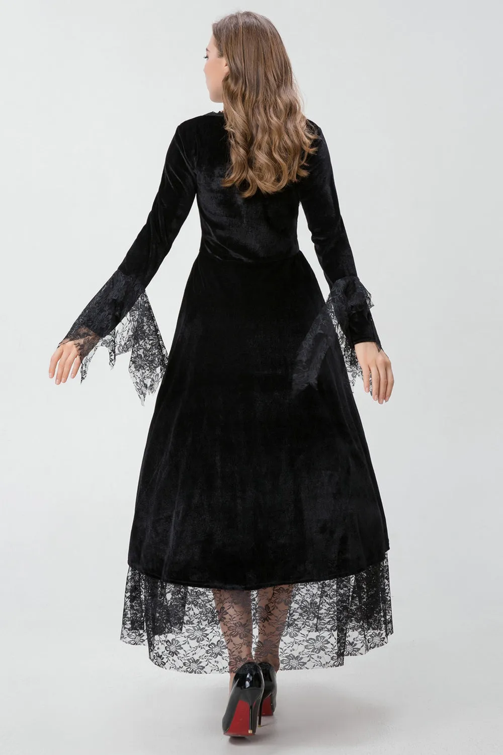 Gothic Burgundy Halloween Dress with Criss Cross Lace sold by Zapaka product image thumbnail 2