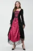 Gothic Burgundy Halloween Dress with Criss Cross Lace sold by Zapaka