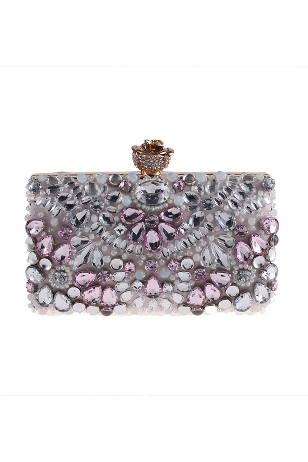 Rhinestone Light Pink Sparkly Evening Clutch Bag sold by Zapaka