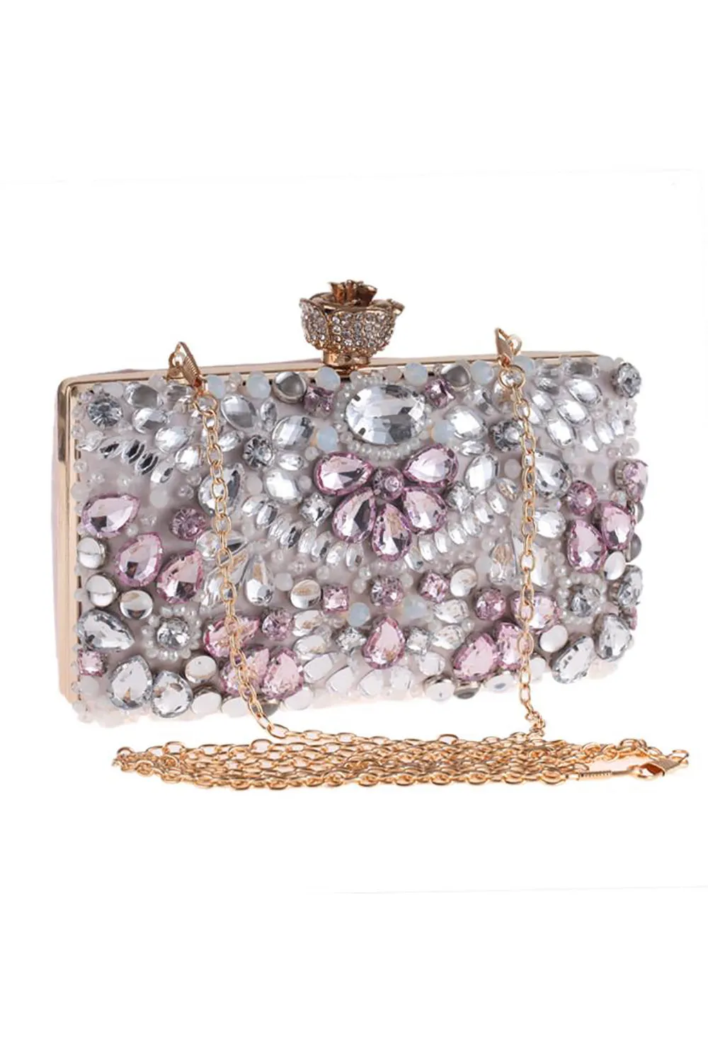 Rhinestone Light Pink Sparkly Evening Clutch Bag sold by Zapaka product image thumbnail 2