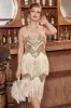 Golden Jewel Neck 1920s Gatsby Dress With Fringes sold by Zapaka