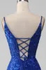 Sparkly Royal Blue Mermaid Spaghetti Straps Long Prom Dress With Appliques sold by Zapaka