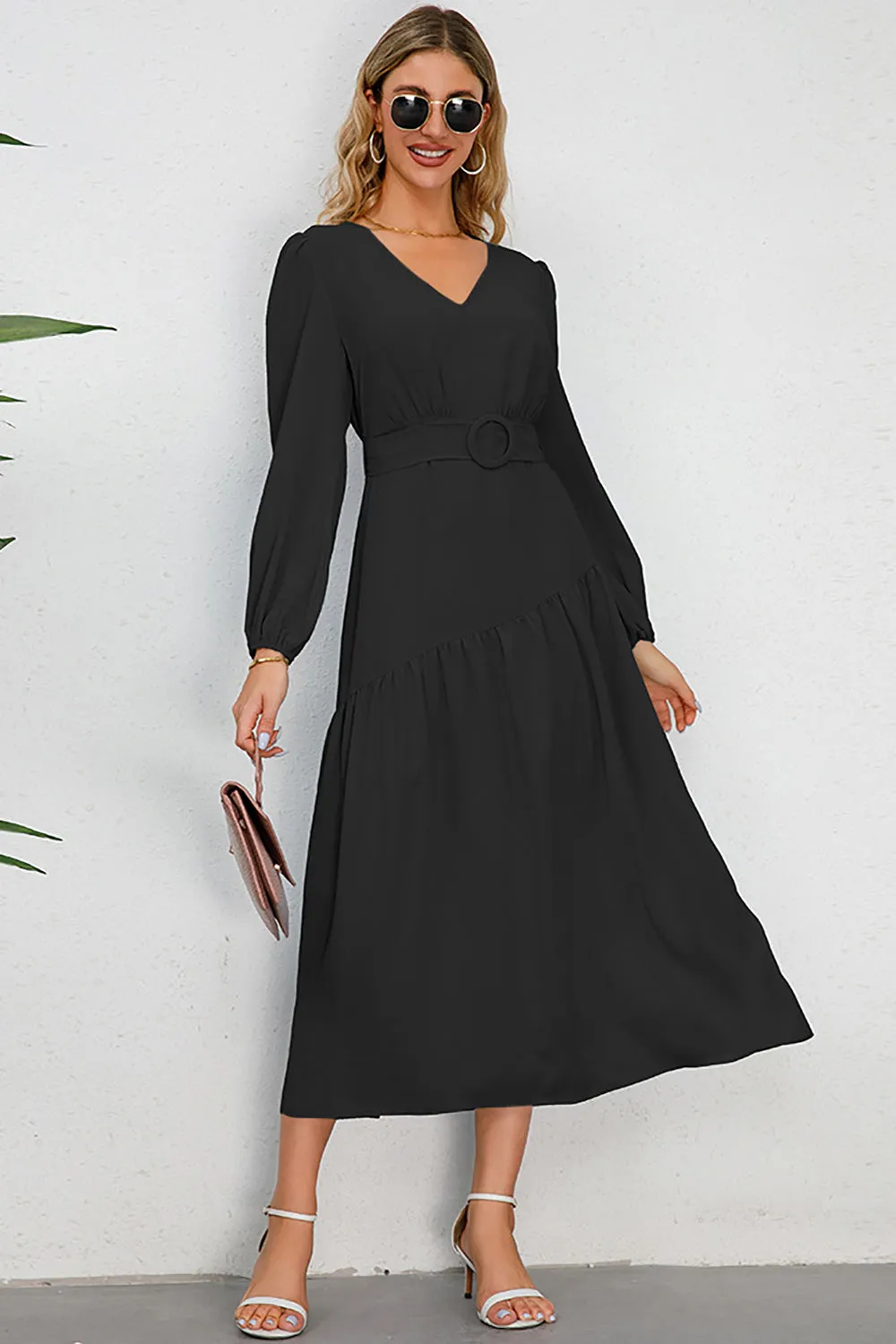 A-Line Long Sleeves Black Casual Dress sold by Zapaka product image thumbnail 3