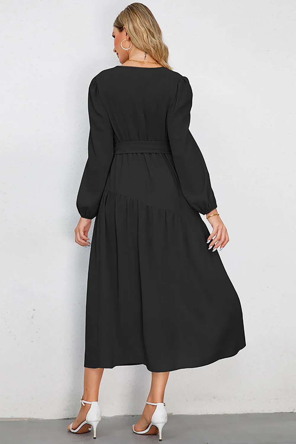 A-Line Long Sleeves Black Casual Dress sold by Zapaka product image thumbnail 2