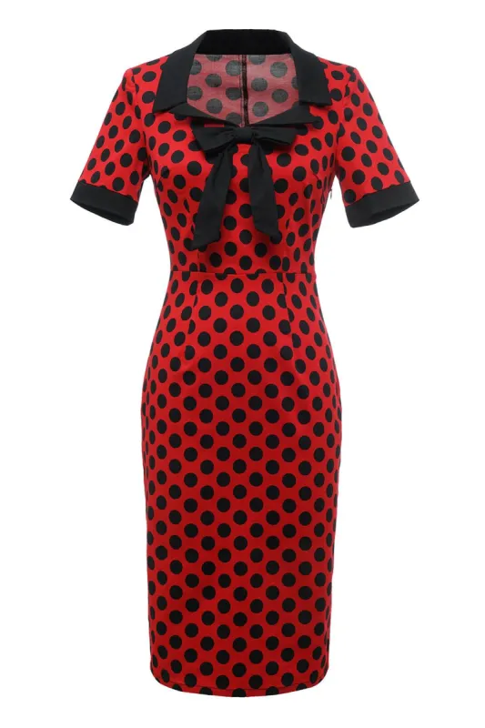 Polka Dots Red 1960s Dress with Bow sold by Zapaka