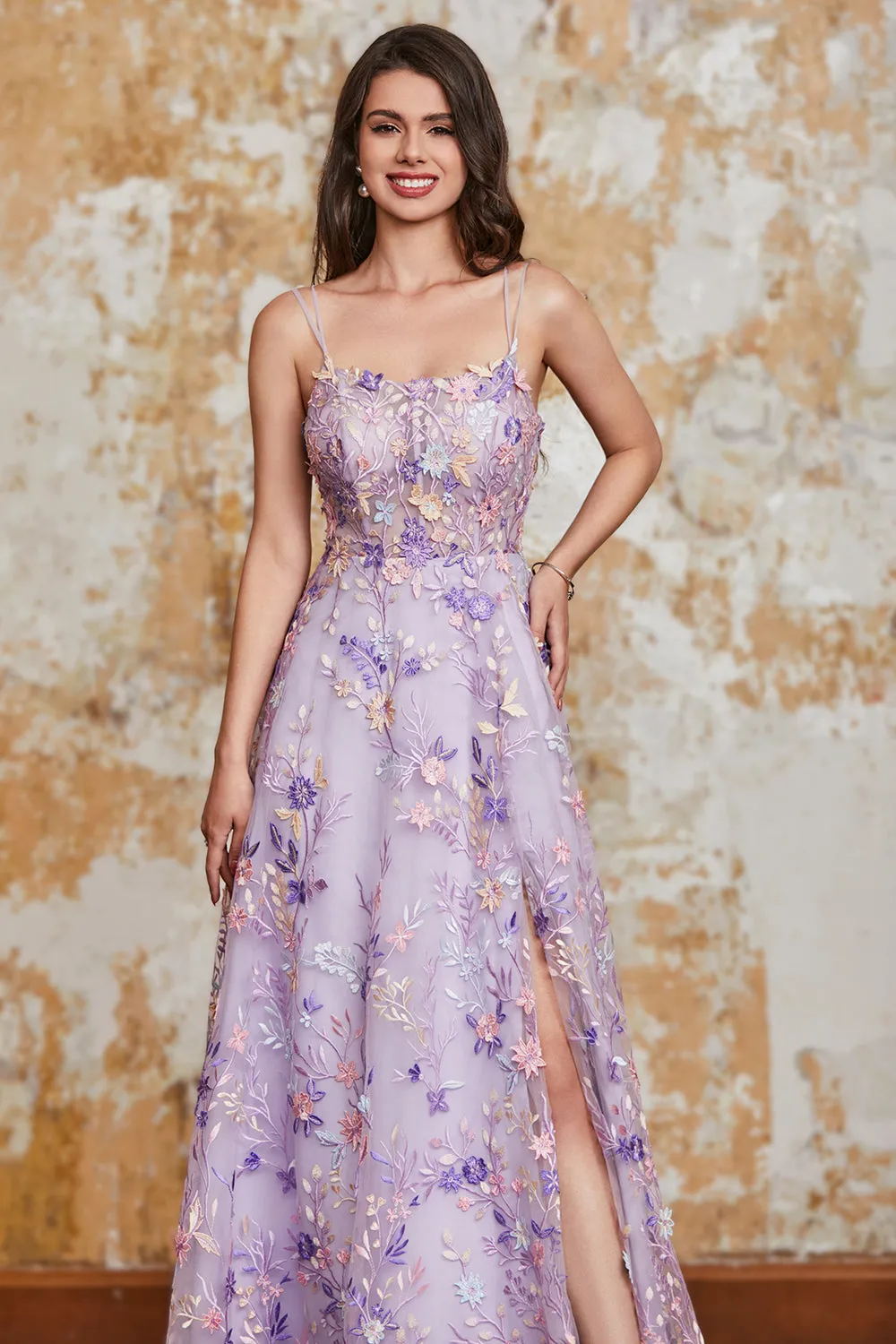 Gorgeous A Line Spaghetti Straps Light Purple Long Prom Dress with Appliques sold by Zapaka product image thumbnail 5