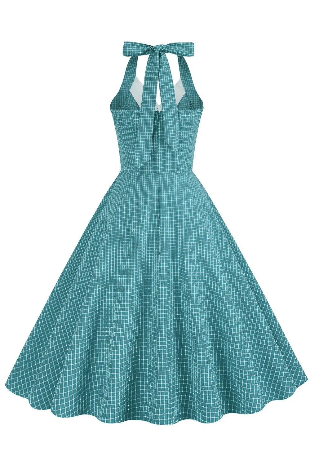 Retro Style Halter Neck Green 1950s Dress with Button sold by Zapaka product image thumbnail 2