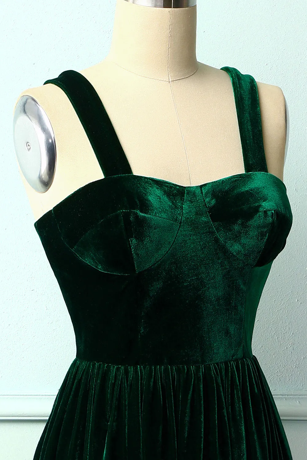 Dark Green Velvet Holiday Party Dress sold by Zapaka product image thumbnail 3
