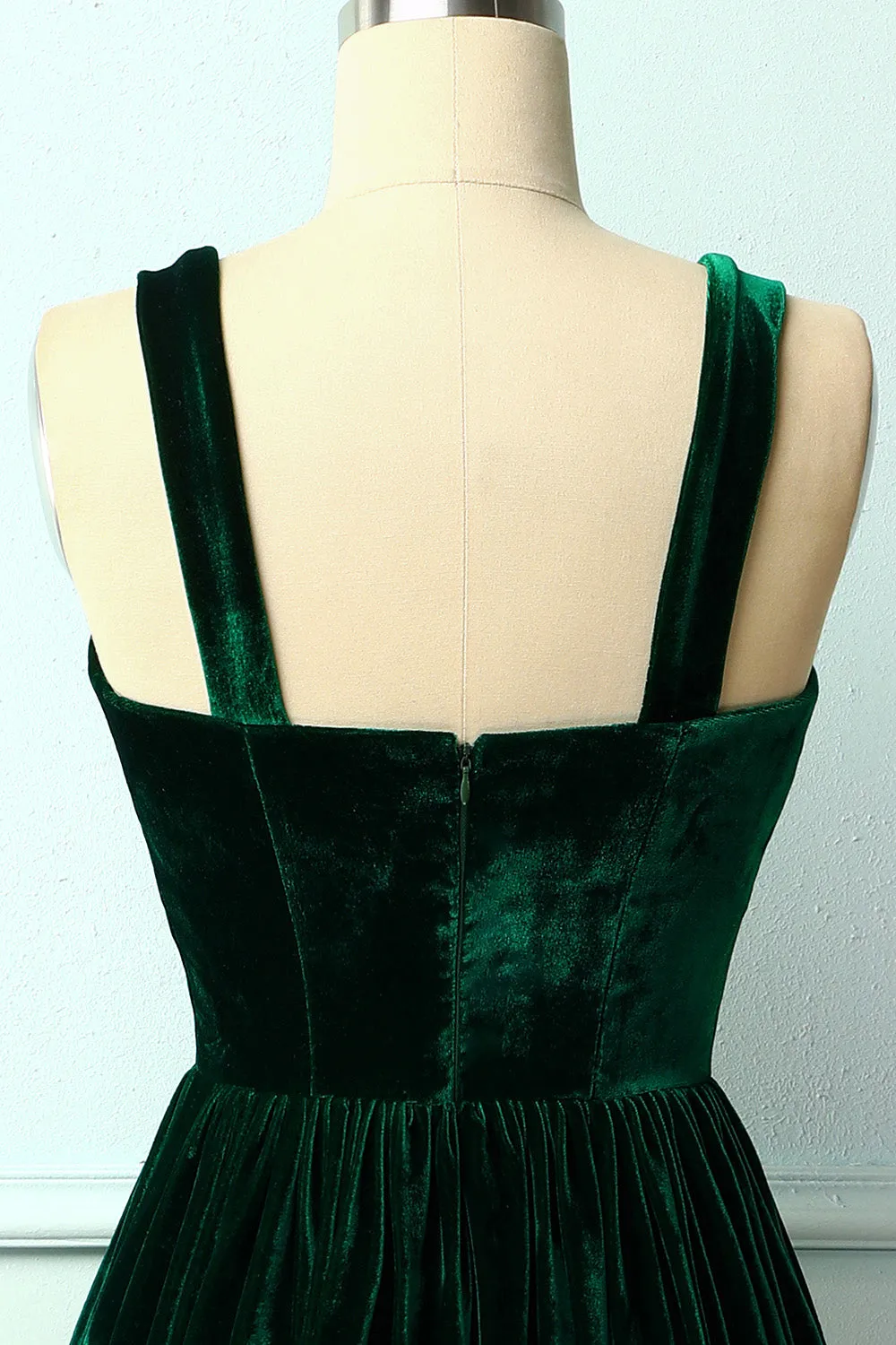 Dark Green Velvet Holiday Party Dress sold by Zapaka product image thumbnail 4