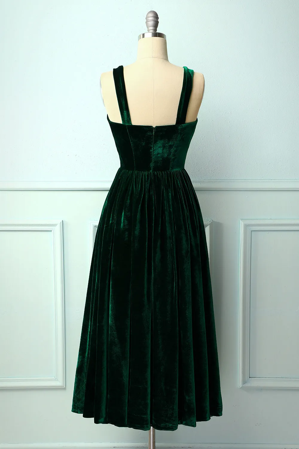 Dark Green Velvet Holiday Party Dress sold by Zapaka product image thumbnail 2