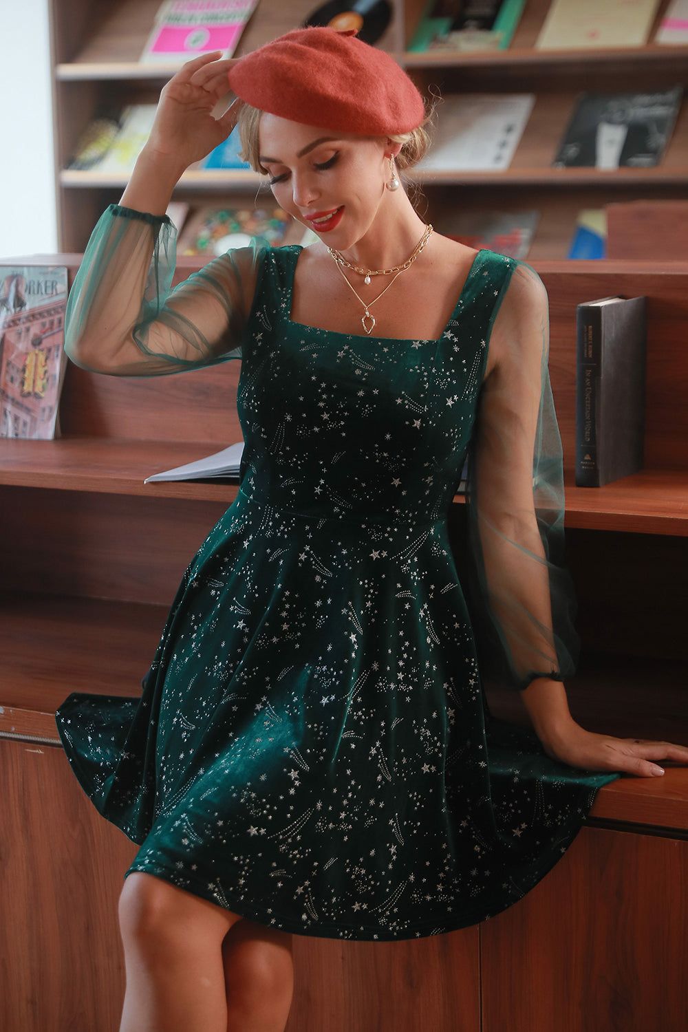Vintage Dark Green Velvet Cocktail Party Dress sold by Zapaka