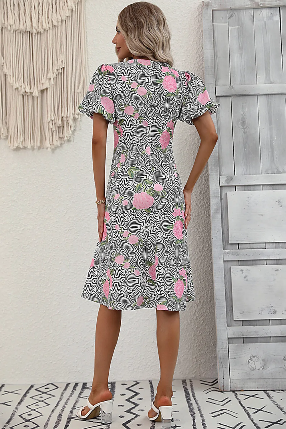 V-neck Floral Print Summer Dress sold by Zapaka product image thumbnail 2