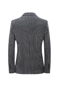 Grey PinStriped Notched Lapel Men's Blazer sold by Zapaka