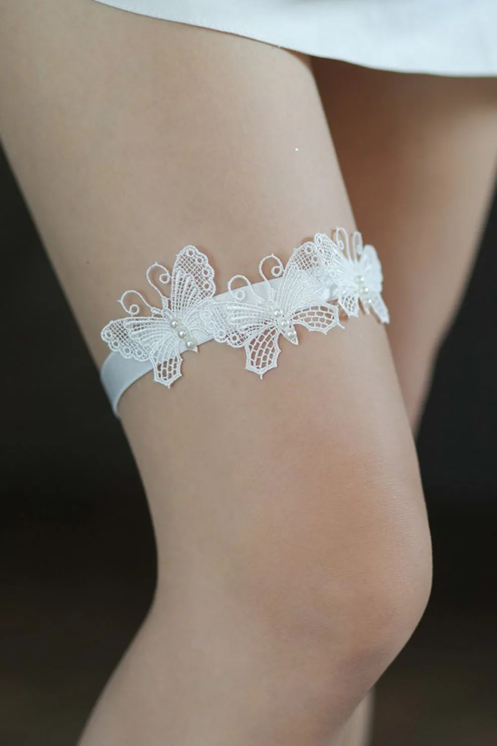 White Butterfly Lace Bridal Garters(Set of 3 ) sold by Zapaka product image thumbnail 3