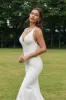 Simple Ivory Mermaid Backless Boho Wedding Dress sold by Zapaka