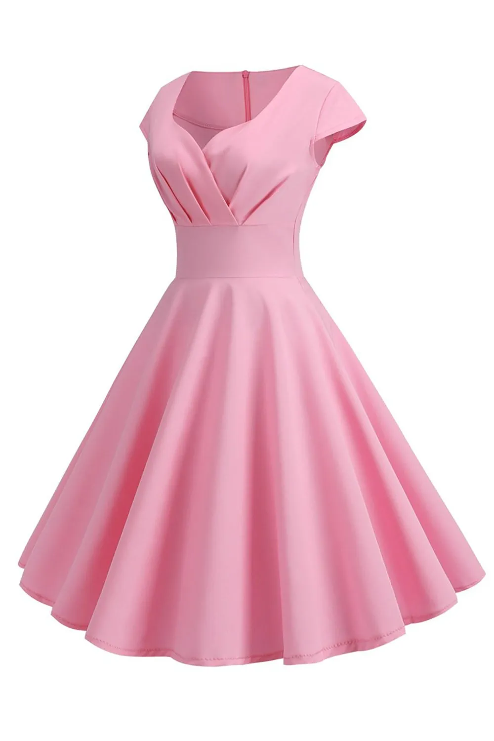 Pink Cap Sleeves A Line 1950s Dress sold by Zapaka product image thumbnail 3