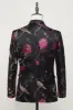 Black Jacquard Satin Notched Lapel Blazer sold by Zapaka