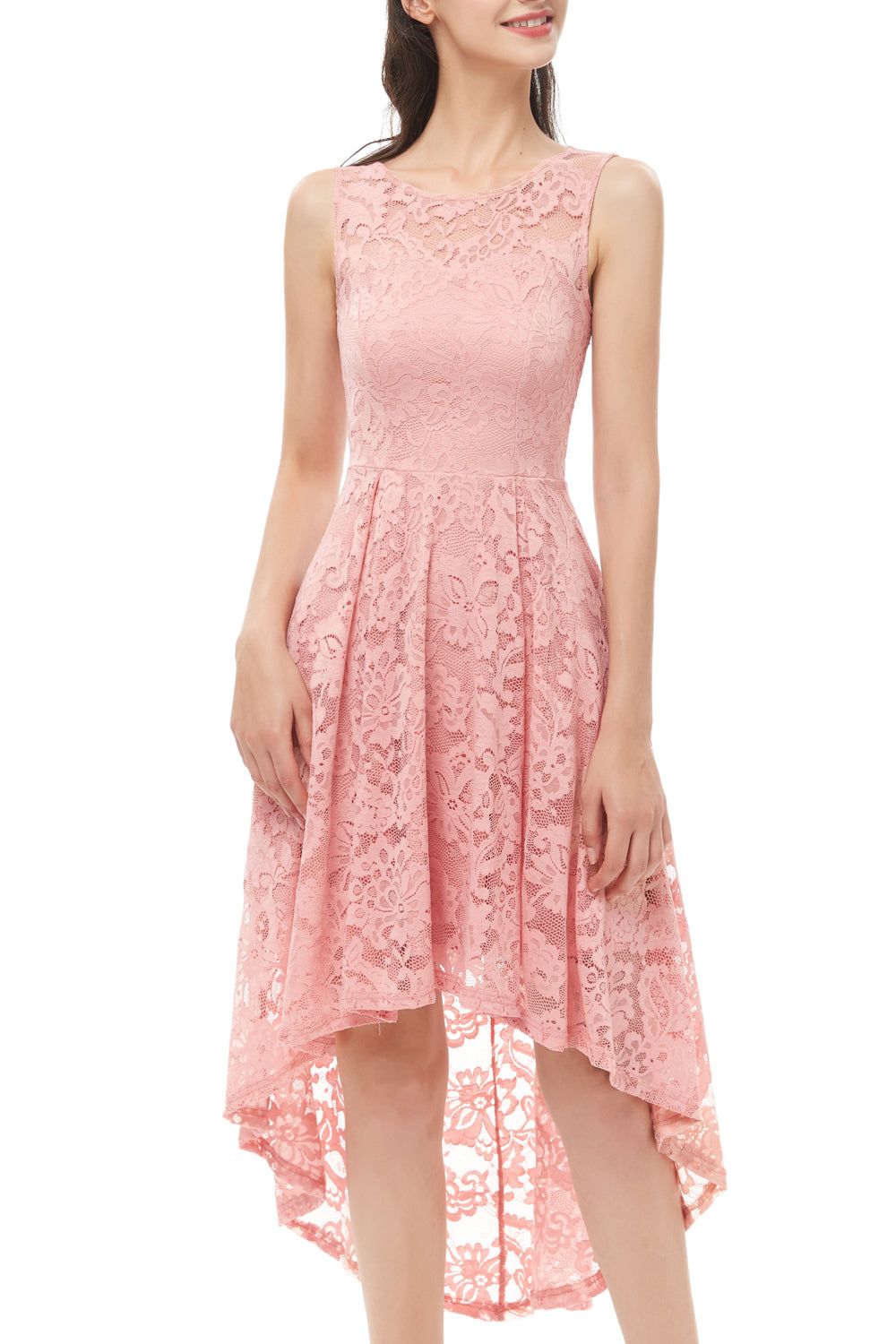 Pink High-low Lace Dress sold by Zapaka product image thumbnail 4
