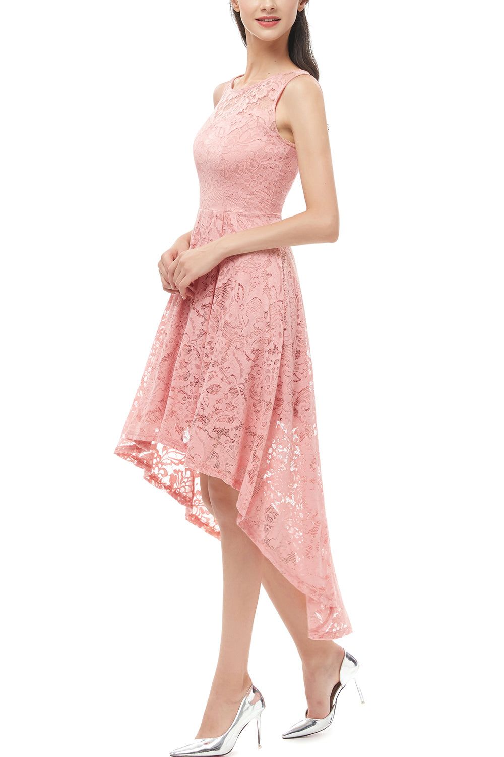 Pink High-low Lace Dress sold by Zapaka product image thumbnail 5
