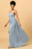 Dusty Blue A-Line Long Chiffon Bridesmaid Dress with Slit sold by Zapaka