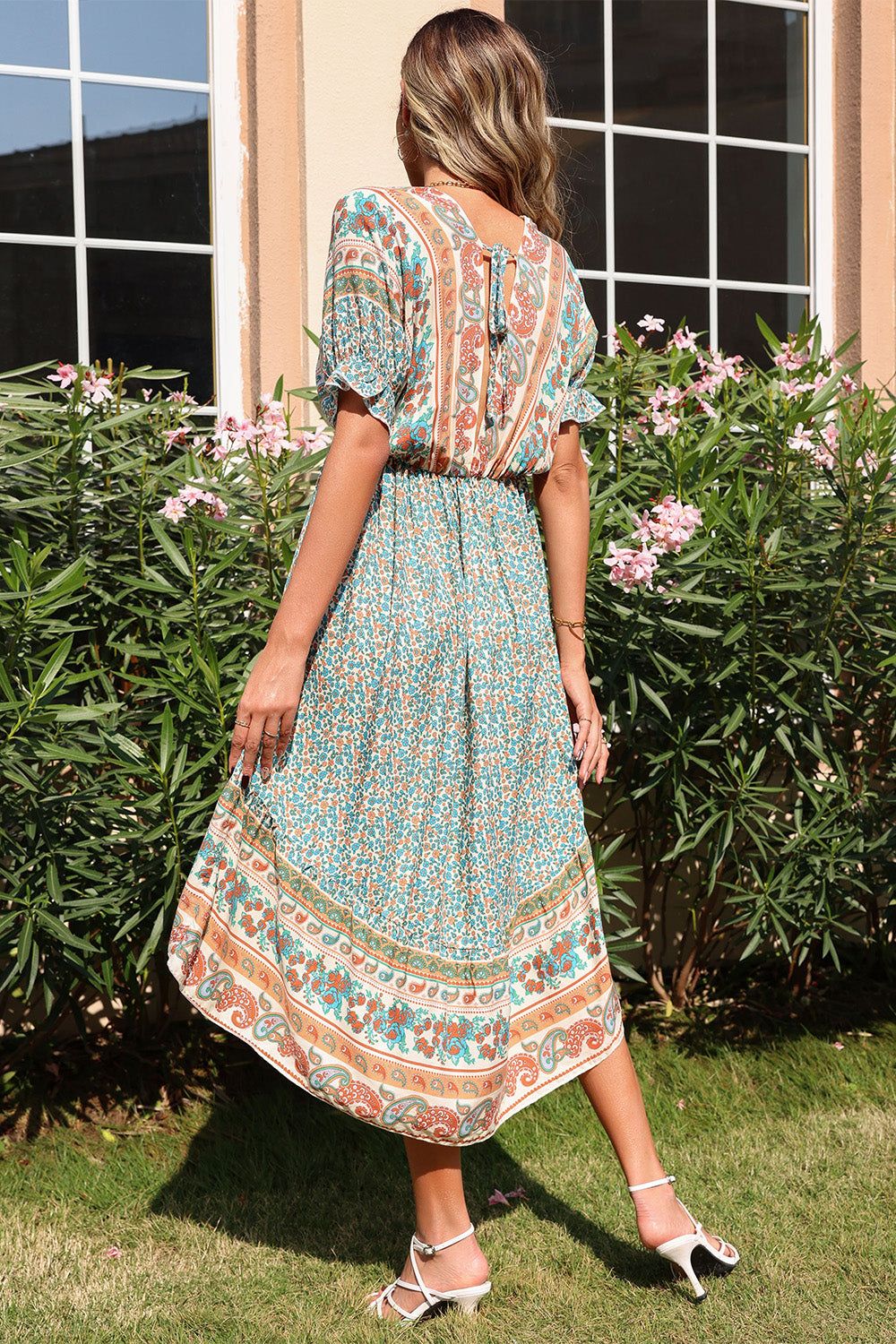 Boho Floral Print High Low Summer Dress sold by Zapaka product image thumbnail 2