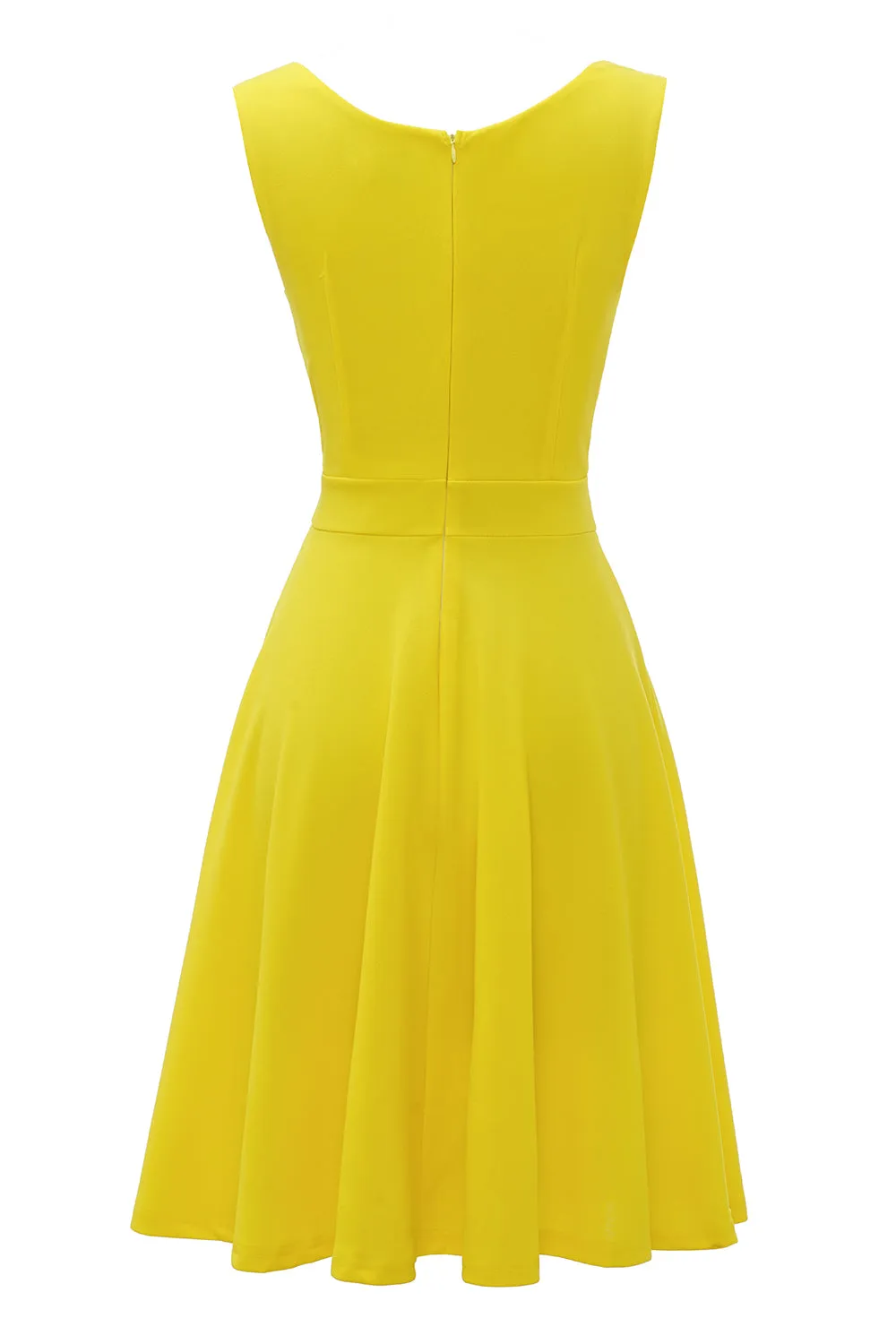 Yellow V Neck 1950s Dress sold by Zapaka product image thumbnail 2