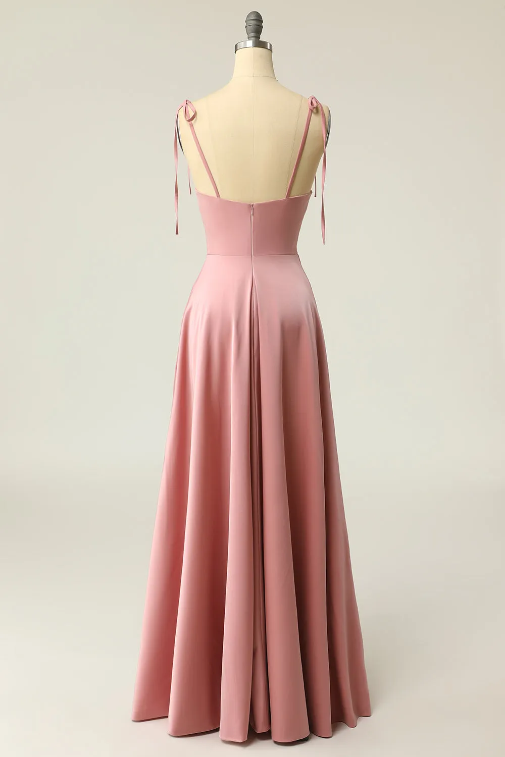 Blush Spaghetti Straps Long Prom Dress with Bowknot sold by Zapaka product image thumbnail 2