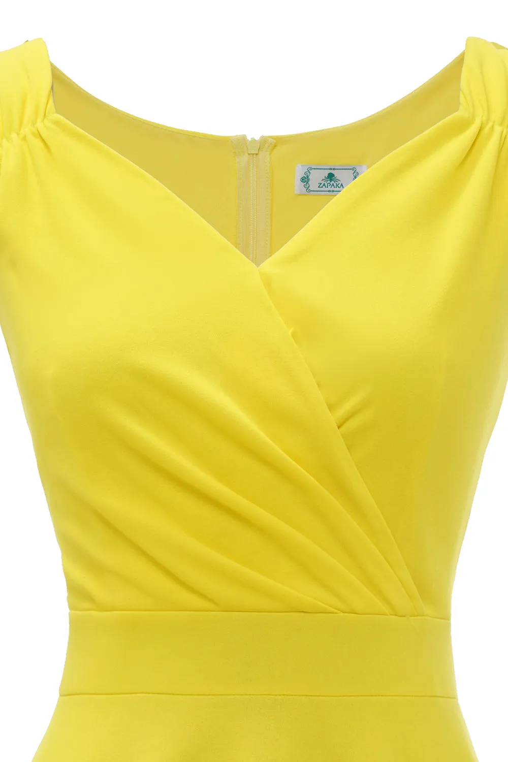 Yellow V Neck 1950s Dress sold by Zapaka product image thumbnail 4