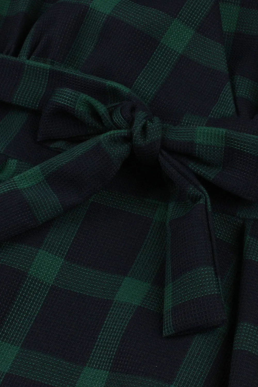 Green Plaid 1950s Swing Dress with Belt sold by Zapaka product image thumbnail 4