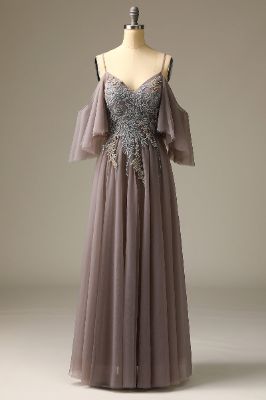 Grey Appliques Prom Dress sold by Zapaka