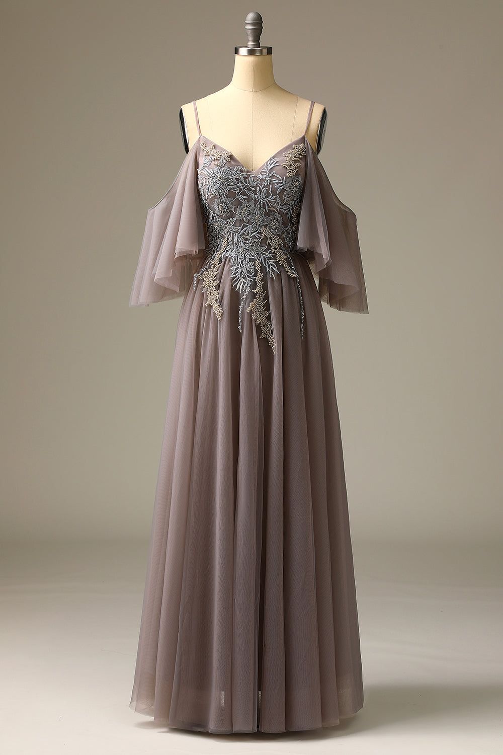 Grey Appliques Prom Dress sold by Zapaka