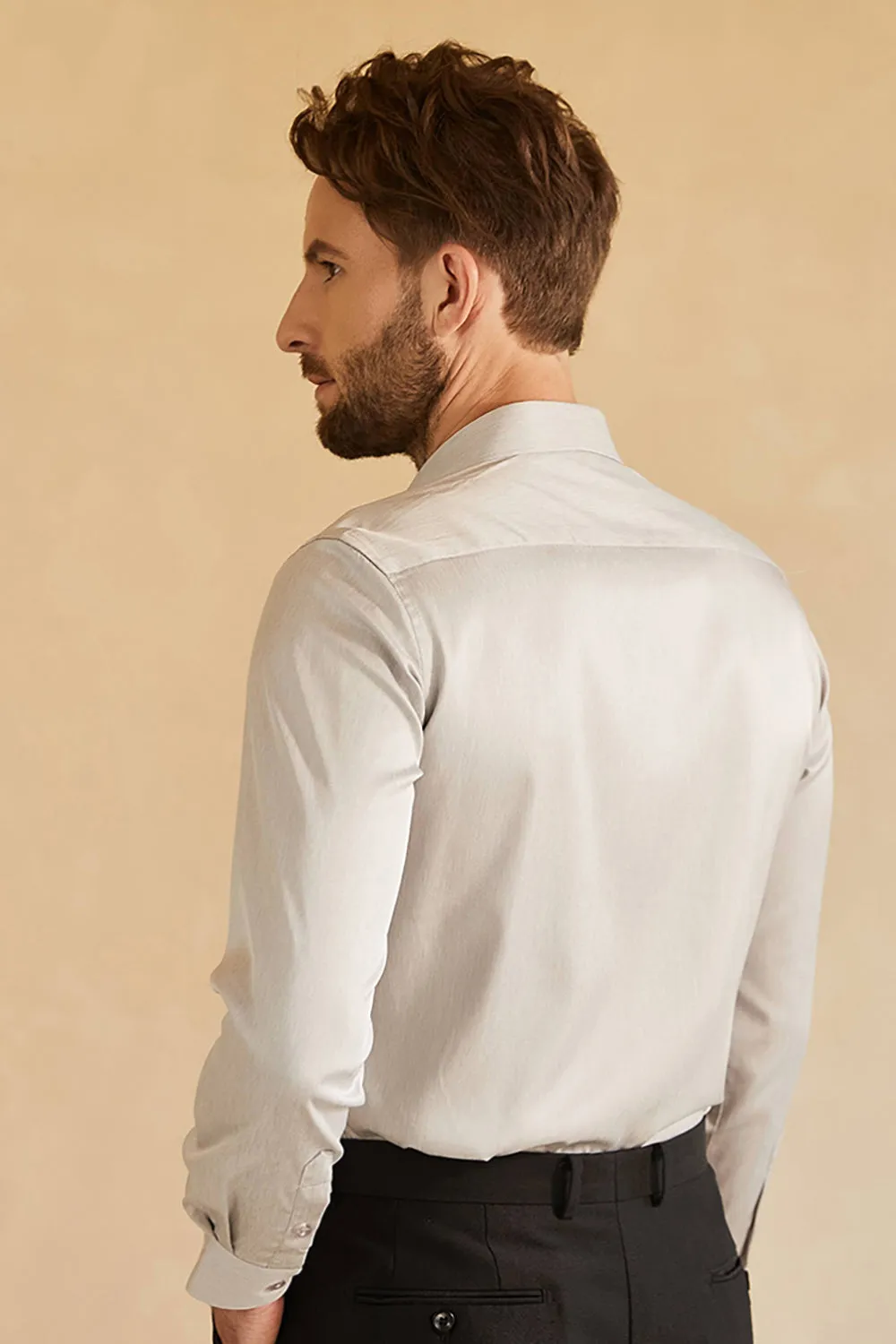 Long Sleeves Grey Men's Suit Shirt sold by Zapaka product image thumbnail 2