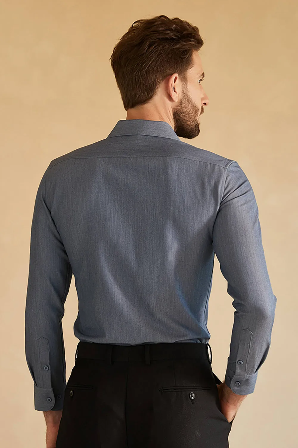 Long Sleeves Grey Men's Suit Shirt sold by Zapaka product image thumbnail 5