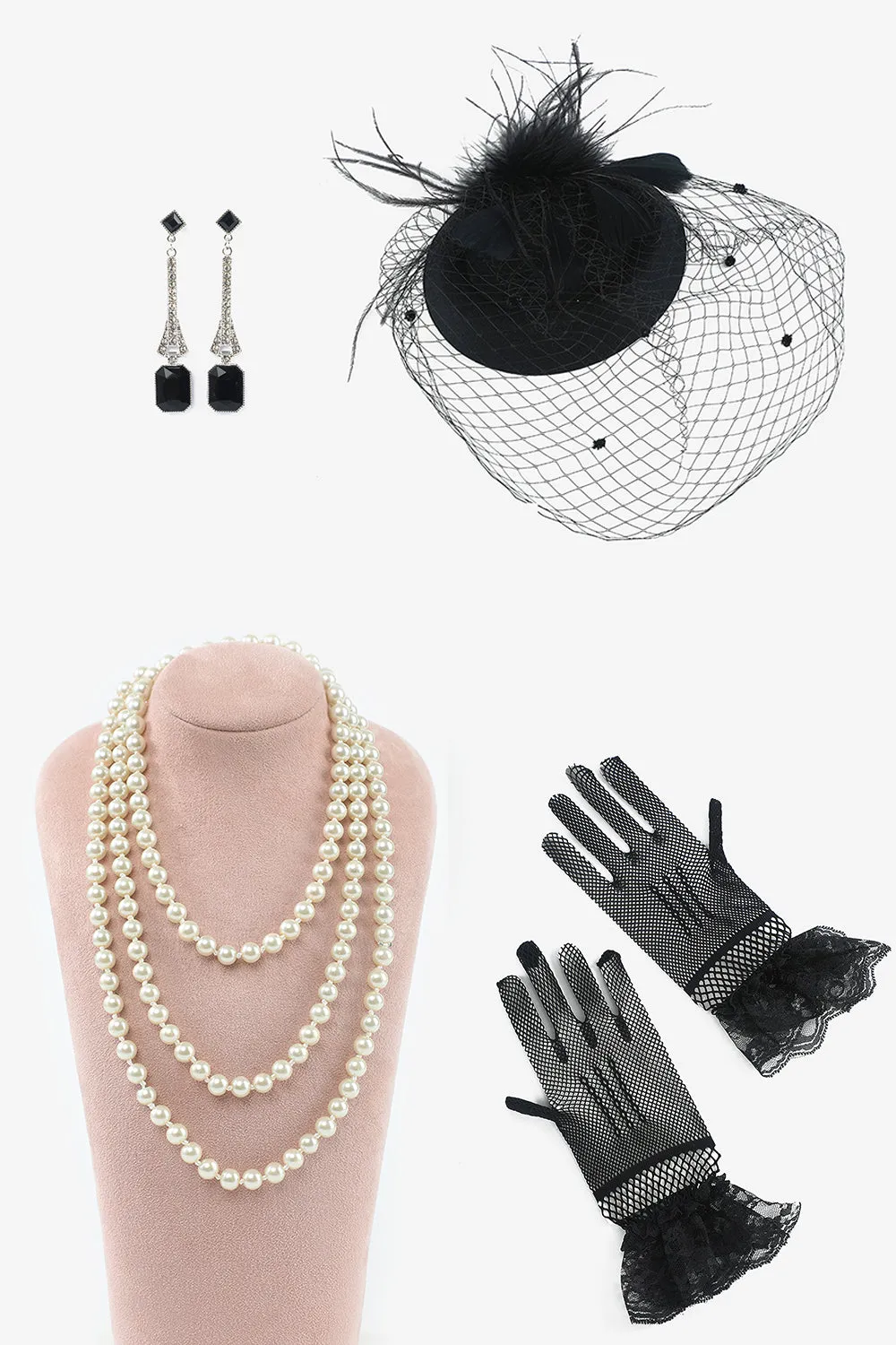 Four Pieces Earrings Gloves Party Accessories Sets sold by Zapaka