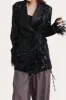 Glitter Black Sequins Women Prom Homecoming Blazer with Feathers sold by Zapaka