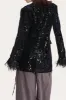 Glitter Black Sequins Women Prom Homecoming Blazer with Feathers sold by Zapaka