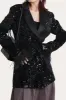 Glitter Black Sequins Women Prom Homecoming Blazer with Feathers sold by Zapaka