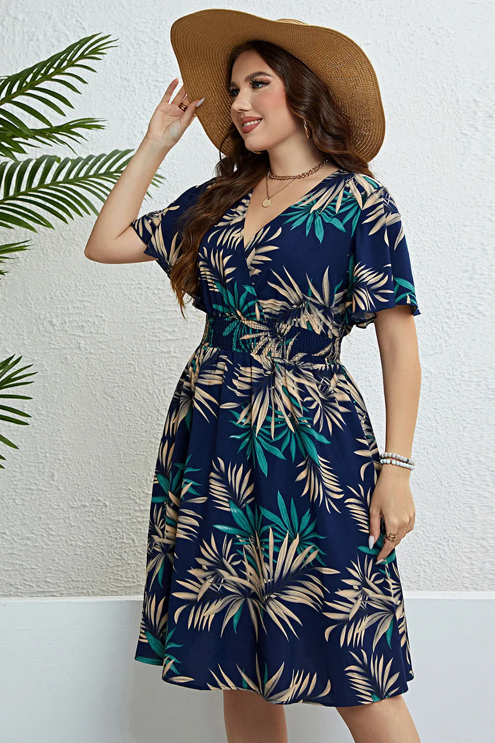 Plus Size Navy V Neck Summer Dress sold by Zapaka product image thumbnail 3