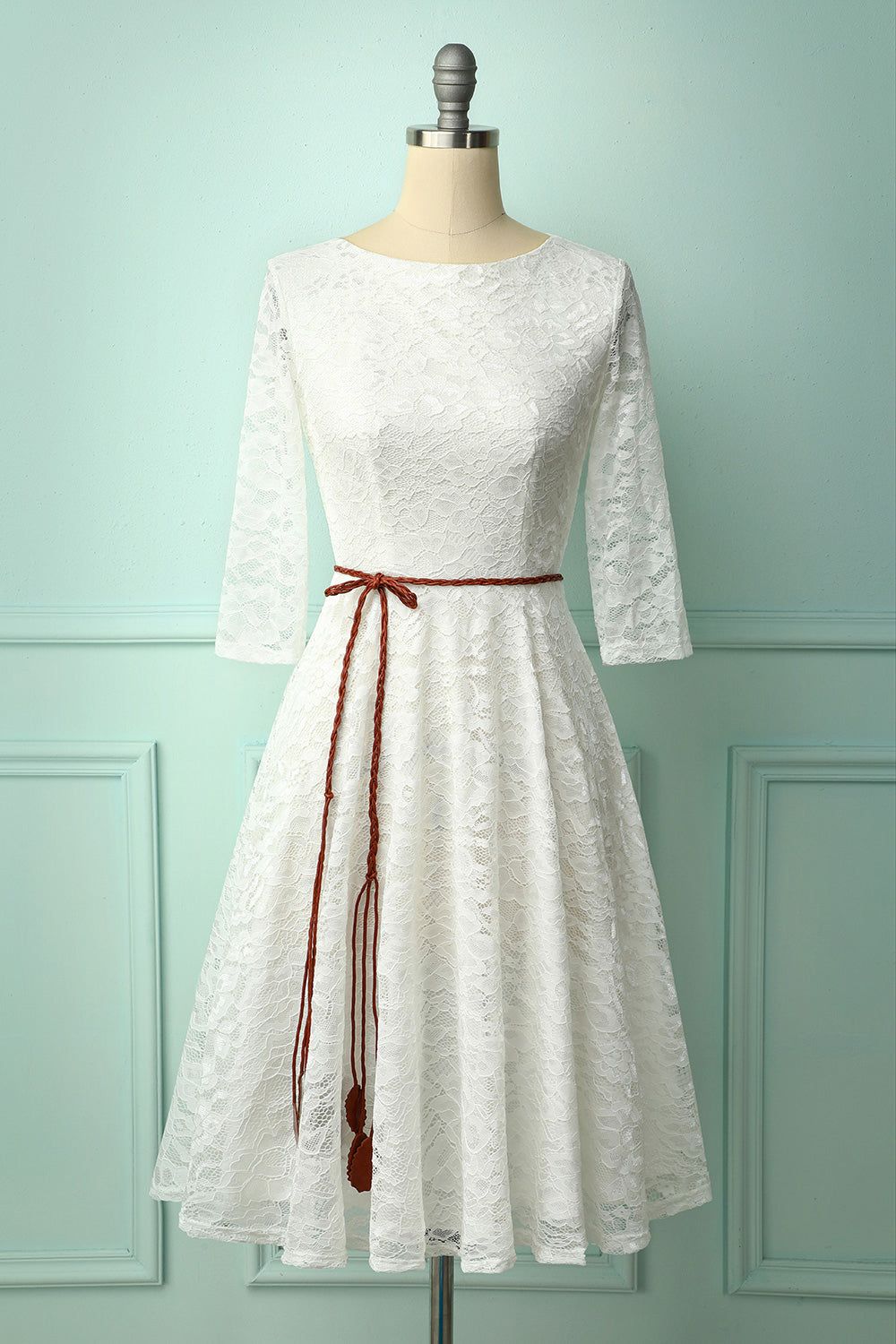 White Lace Midi Dress sold by Zapaka