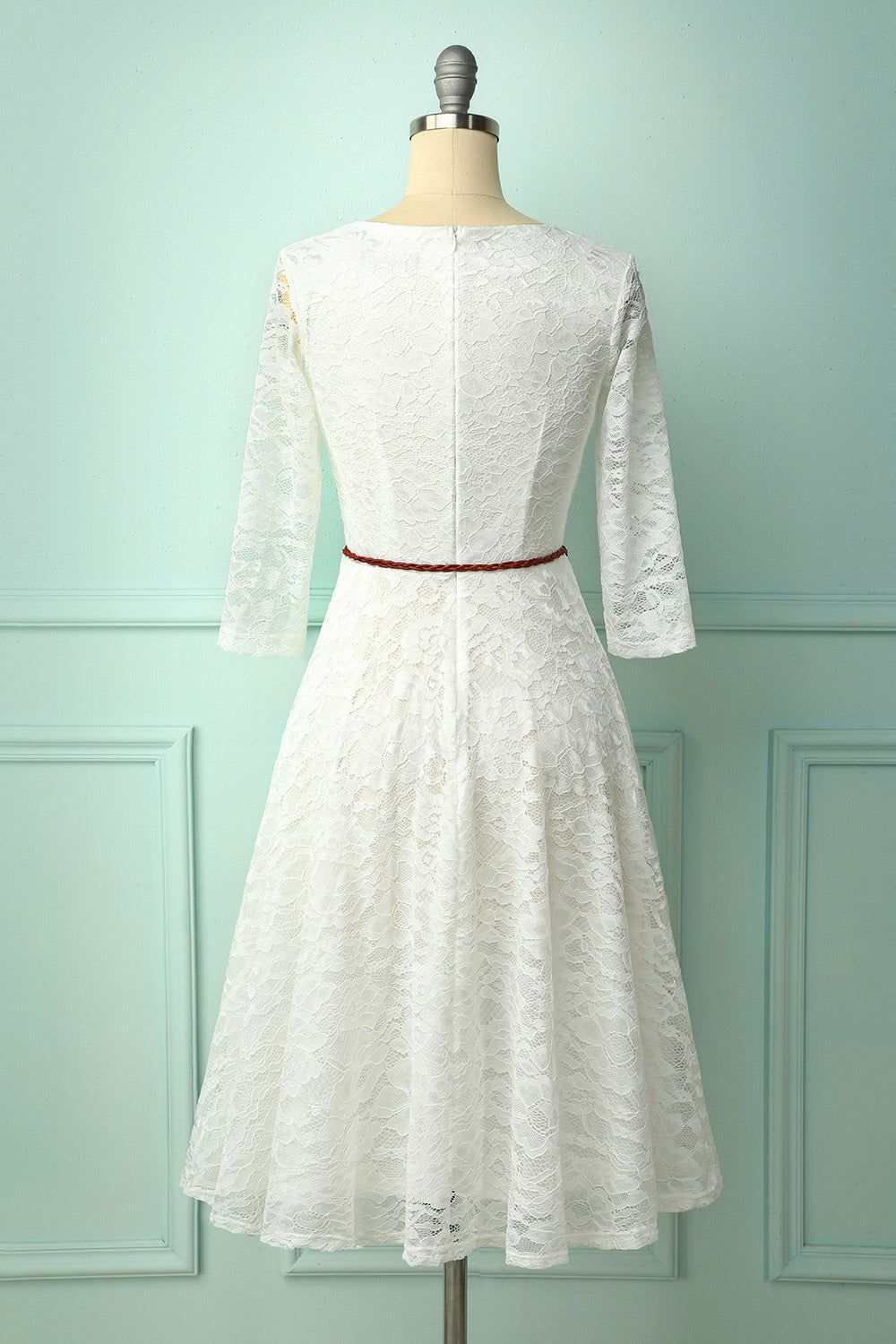 White Lace Midi Dress sold by Zapaka product image thumbnail 2